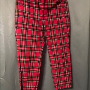 J. Crew Red Plaid Ankle Pant - petite
